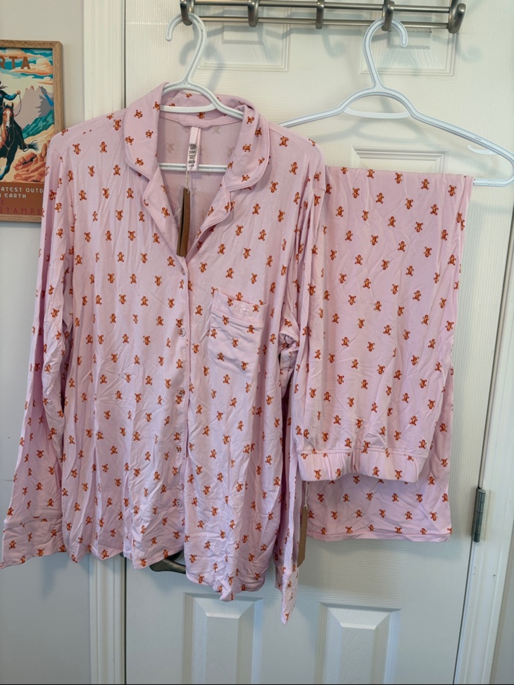 Skims — Pink Gingerbread Print Pajama Set